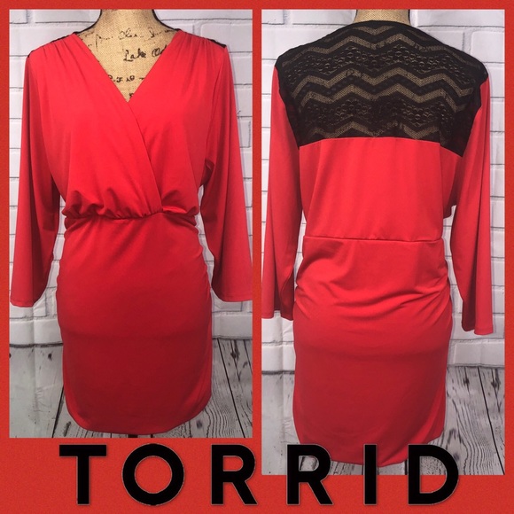 torrid Dresses & Skirts - ➕ Red Shape Hugging Wrap Bust Dress